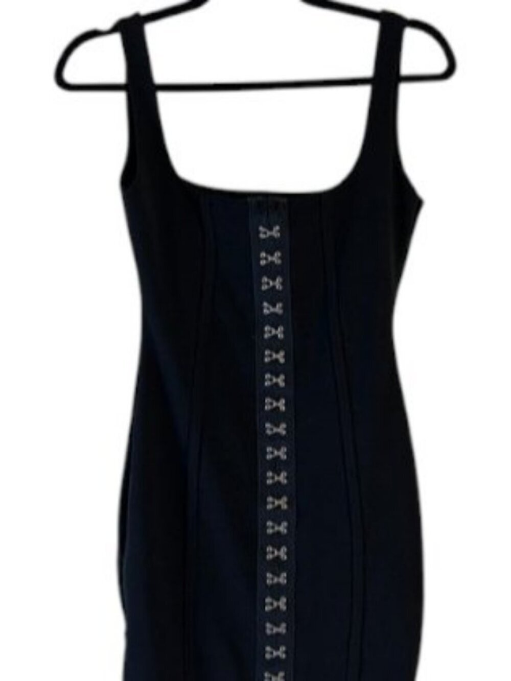 Black Pretty Little Thing Mini Dress with hook and eye closures Size 2